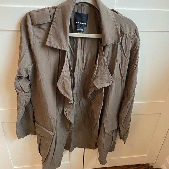 Trouvé Women's Brown Drape Front Military Jacket - Picture 3 of 5